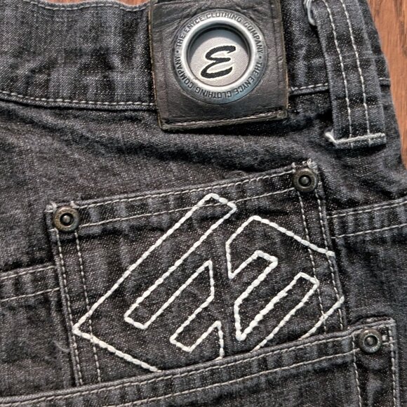 Y2K Baggy Embroidered Enyce Black Stonewashed Denim Jeans - Size 32x32 - Picture 2 of 5